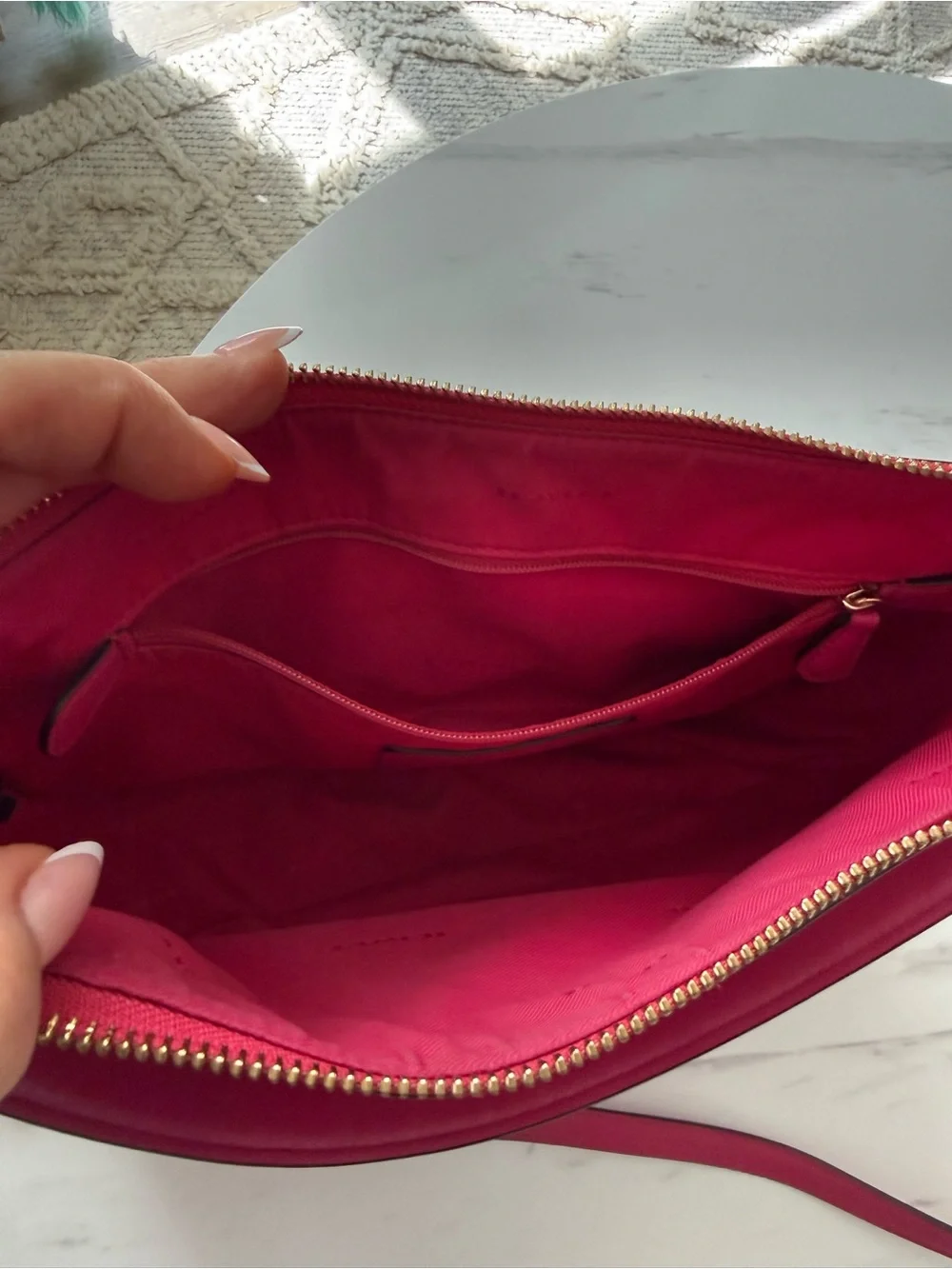 🔥Coach pink leather crossbody bag with gold hardware #luxury #designer